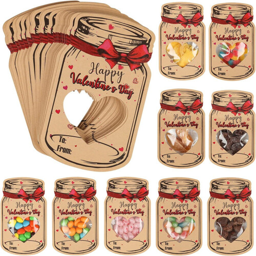 Valentinstagskarten im Einmachglas-Design, 24er-Pack