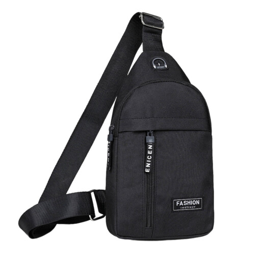 Borsa a tracolla nera con foro per cuffie 1