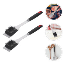 Escova para grelha preta, raspador multifuncional (2 peças)