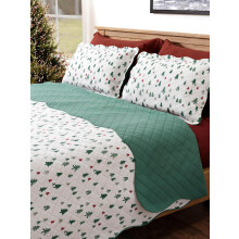 Weihnachts-Steppdecken-Set, 3-teilig, leicht, für Doppelbetten/Queensize-Betten
