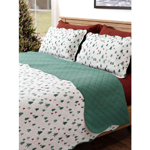 Ensemble de courtepointe de Noël 3 pièces léger, pour lit double/queen