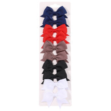 Baby Girl Hair Clips Solid Ribbon Bowknot Set 10 Pcs