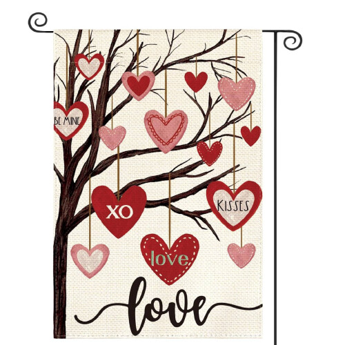 Drapeau de jardin rouge double face pour la Saint-Valentin, 30 x 45 cm