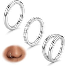 Orrgyűrűk 316L sebészeti acél 3 db 14G-20G 7-10mm