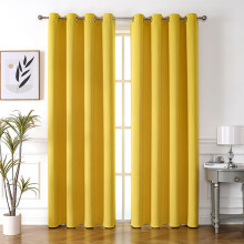 Rod Pocket Blackout Curtains Yellow 51 in Thermal Insulated