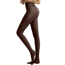 Damespanty van nylon, doorschijnend, koffiekleur, maat XL