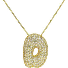 Goldene Halskette mit Buchstabenblasen-Verzierung für Damen mit Zirkonia