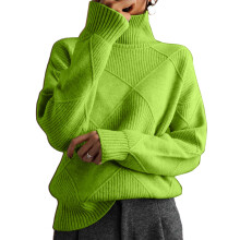 Jersey de punto de mujer de manga larga y cuello redondo extragrande