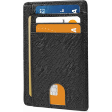Tenká kožená peňaženka s RFID blokovaním čierna