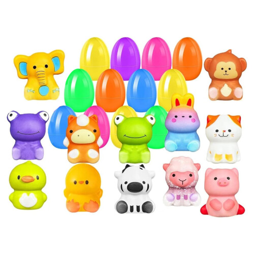 Prefilled Easter Eggs with Rubber Toys, Basket Stuffers & Egg Hunt Fillers – Compatible with Easter Theme Parties 2