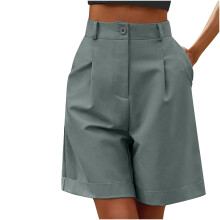 Women's Bermuda Shorts Summer Casual High-Waisted Wide-Leg