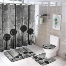 Ensemble rideau de douche vintage pissenlit 4 pièces