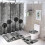Ensemble rideau de douche vintage pissenlit 4 pièces 1