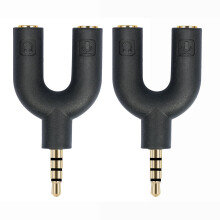 3,5 mm TRRS hovedtelefonkabeladapter med mikrofonindgang 2 stk.