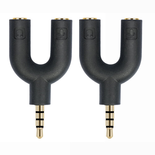 3,5 mm TRRS hoofdtelefoonkabeladapter met microfooningang (2 stuks)