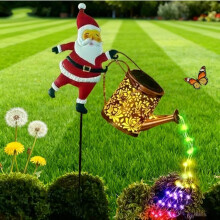 Arrosoir solaire lumineux à LED, décoration extérieure en métal, Père Noël, IP65