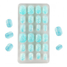 Παιδικά ψεύτικα νύχια γαλλικού τύπου Ice Blue 24 τεμάχια