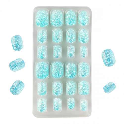 Παιδικά ψεύτικα νύχια γαλλικού τύπου Ice Blue 24 τεμάχια