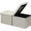 Folding Storage Bench Ottoman Beige Linen 34 inch 1