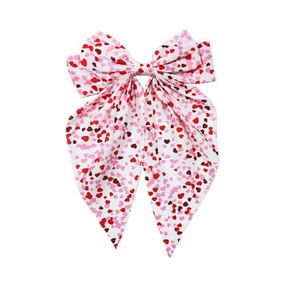 Heart Bow Hair Clip with Spring Grip and Red Lip Print