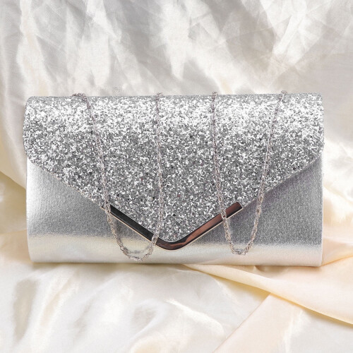 Women's Evening Clutch Bag Silver 1pc 2