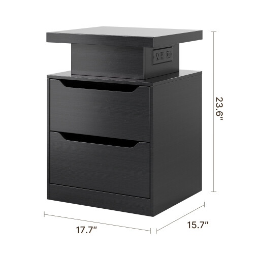 Nightstand with Charging Station and RGB Lights Black 1