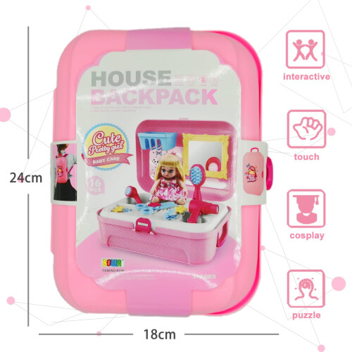 Little Princess Doll Dressing Backpack with 16 Accessories 1