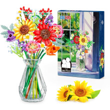 Bouwset met een boeket wilde bloemen voor meisjes, compatibel met