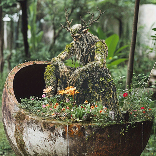 Acryl-Topfpflanzen und Gartenbodenfliesen