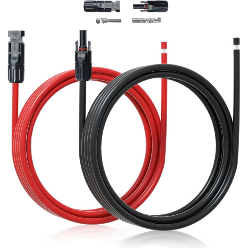 Solcelleforlengelseskabel 10AWG 10FT Rød og svart