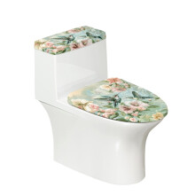 Set van 2 toiletdeksels en stortbakdeksels met kolibrie- en hibiscusmotief