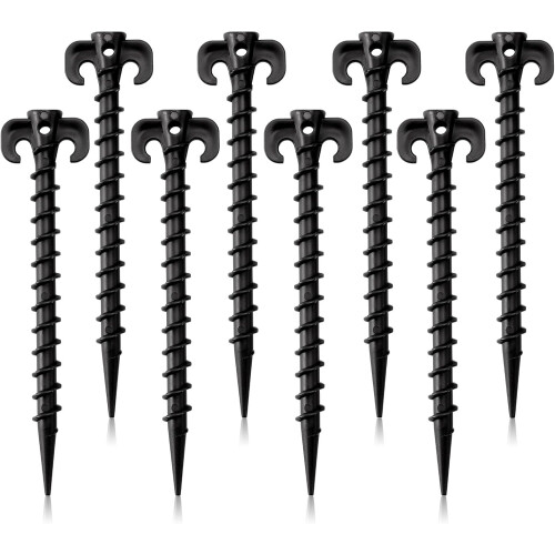 Estacas para barraca, resistentes, de plástico preto, pacote com 8 unidades de 7,5 polegadas (19 cm).