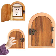 Plaque de protection de prise électrique Fairy Door en bois, sans perçage, pour la sécurité des enfants