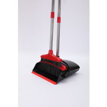 Upgraded Broom & Dustpan Set with Teeth, Self-Cleaning, Indoor/Outdoor, Pet-Friendly, Vertical Design