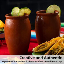 12Pack Clay Drinking Cups, 12 Oz Mexicanos Cantaritos Shooters Pottery Cocktail Glass Patron Bottles for Tequila