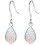 18K White Gold Plated Opal Dangle Earrings 925 Silver 1