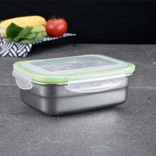 Contenitore rettangolare per alimenti in acciaio inox con coperchio