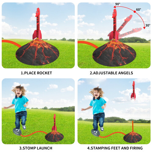 Dinosaur Rocket Launcher Toy for Kids 3-8, Stomp-Activated 1