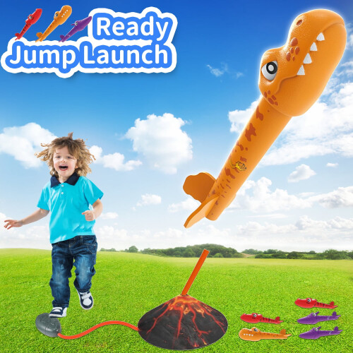 Dinosaur Rocket Launcher Toy for Kids 3-8, Stomp-Activated 2