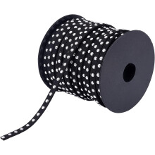 Snur din piele întoarsă artificială cu ținte din aluminiu argintiu, 5 mm x 20 yarzi