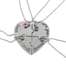 Set di collane per migliori amiche con ciondolo a forma di cuore spezzato in cristallo