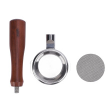 Ruostumattomasta teräksestä valmistettu pohjaton Portafilter 58mm puisella suodattimella