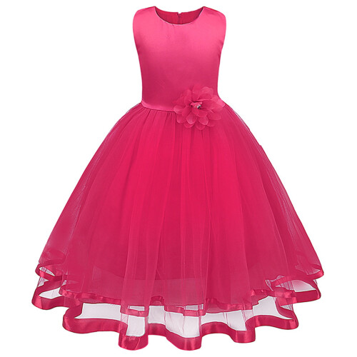Vestido de princesa infantil sem mangas com renda e laço. 1