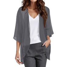 Leichte Chiffon-Strickjacke für Damen, 3/4-Ärmel, grau, Größe L