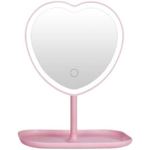Hartvormige LED-make-upspiegel met 3 dimstanden, roze