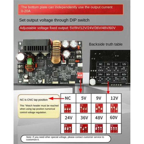 CNC Direct Current Stabilized Voltage Power Supply 20A 1200W Constant Voltage Constant Current Repairing Step-Down Plate 1
