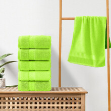 Toalhas de rosto de algodão premium, macias e absorventes, verdes, pacote com 5 unidades.