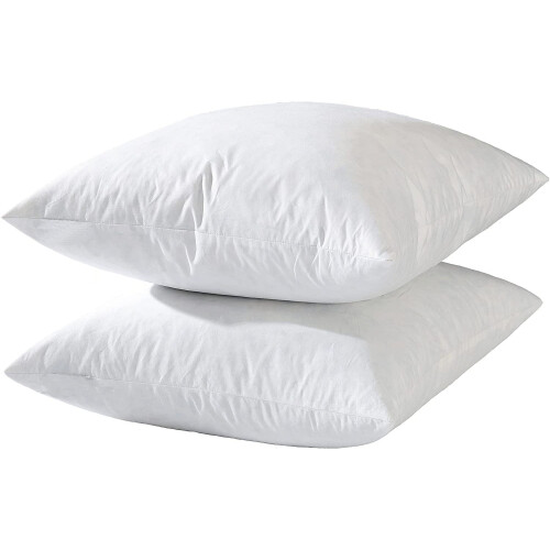 Set di 2 imbottiture per cuscini decorativi Euro in piuma d'oca e cotone bianco