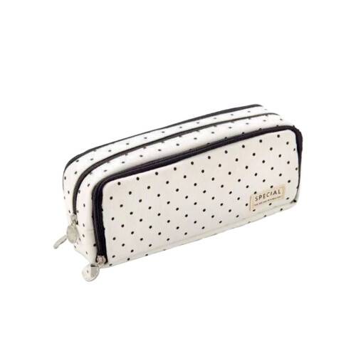 Black Dots Pencil Case Canvas 3-Compartment