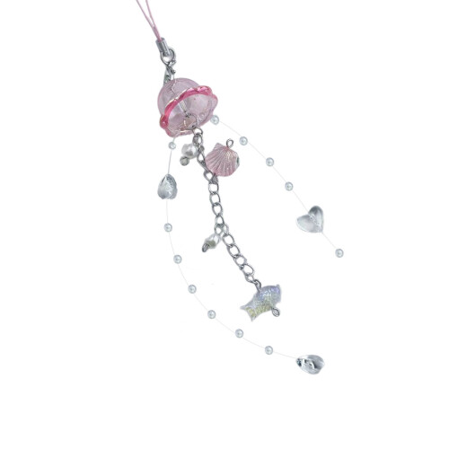 Porte-clés méduse pour téléphone avec cristaux et perles